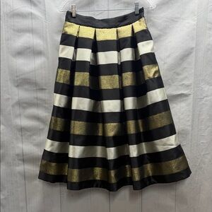White House Black Market Black, White, and Gold A-Line Skirt